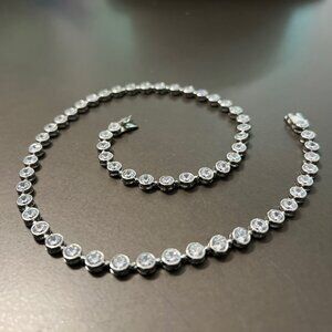 18" Melinda Maria Mama Baroness Tennis Necklace - NWT, Silver - TRULY GORGEOUS!!